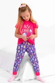Roly Poly 2430 Kız Çocuk Just Chill Fuşya Kısa Kol Pijama Takımı thumbnail 3