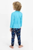 Roly Poly 2357 Totally Jawsome Turkuaz Erkek Çocuk Uzun Kol Pijama Takımı - 3