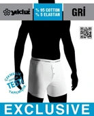 Yıldız 112 Erkek Pamuklu Gri Likralı Uzun Boxer - 2