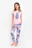 Pierre Cardin 7706 Kadın Leafy Pineapple Pembe Kısa Kol Pijama Takımı - 1