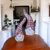 Gnome, Burnuk, Sakallı Kafadar Ekoseli Ahşap Dekor - 2