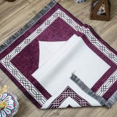 Hediyelik Çift Taraf Seccade Mor Krem 70x130 cm - 450 gr - 2