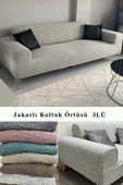 upmall Jakarlı Koltuk Örtüsü , Kanepe Örtüsü ,chester Örtüsü Koltuk Kılıfı 3 Kişilik Bir Adet - 1