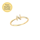 14 Ayar Altın N Harf Yüzük thumbnail 1