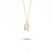 14 Ayar Altın R Harfli Kolye thumbnail 2