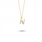 14 Ayar Altın N Harfli Kolye thumbnail 2