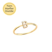 14 Ayar Altın B Harfli Yüzük thumbnail 1