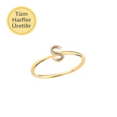 14 Ayar Altın S Harfli Yüzük thumbnail 1