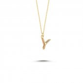 14 Ayar Altın Y Harfli Kolye thumbnail 2