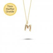 14 Ayar Altın M Harfli Kolye thumbnail 1