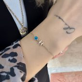14k Altın Nazar Boncuklu H Harfli Bileklik - 4