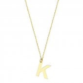 14 Ayar Altın K Harfli Kolye thumbnail 2