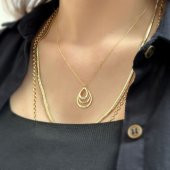 14 Ayar Altın Üçlü Damla Halka Kolye thumbnail 5