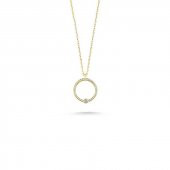 14 Ayar Sarı Altın Tektaş Halka Kolye thumbnail 1