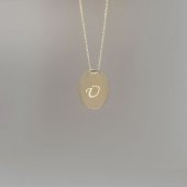 14 Ayar Altın Oval Plaka Kolye thumbnail 6