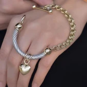 Cetaş Eterna 14k Altın Kalpli Sevgi Bileklik - 1