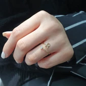 14 Ayar Altın R Harf Tektaş Yüzük thumbnail 4