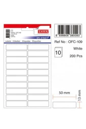 Tanex Ofis Etiketi Poşetli 13x50 MM Beyaz OFC-109 (10 Lu Paket) - 1