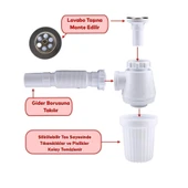 Esli Taslı Koku Önleyicili Körüklü Lavabo Gideri thumbnail 3