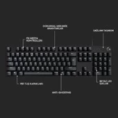 LOGITECH G413 SE AYDINLATMALI TAM BOYUTLU TÜRKÇE Q MEKANİK OYUN KLAVYESİ - SİYAH 920-010556 - 1