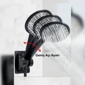 Siyah Kendinden Yapışkanlı 15 Kg Taşıyabilen Nano Duş Başlığı Askısı Mafsal Kolay Temiz Kurulum thumbnail 4