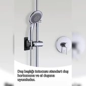 Siyah Kendinden Yapışkanlı 15 Kg Taşıyabilen Nano Duş Başlığı Askısı Mafsal Kolay Temiz Kurulum thumbnail 6