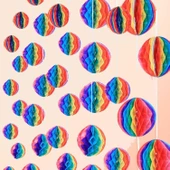 Gökkuşağı Renkli 30 cm Rengarenk Kağıt Süs Fener 1 Adet TG-53-vice/(1395) 309 thumbnail 2