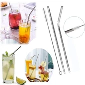 Metal Pipet - Paslanmaz Çevre Dostu Metal 2li Pipet Fırça Seti - 2