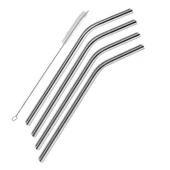 Çelik Pipet Paslanmaz Çelik Metal Meşrubat Pipeti Ve Pipet Temizleme Fırçası Seti 5 Parça - 1