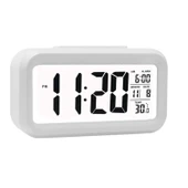 Akıllı Dijital Masa Saati Alarmlı Karanlık Sensörlü Fotoselli Beyaz - 1