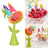 Plastik Meyve Çatal Ayçiçeği 5 Kuşlar Çatal Set - 1