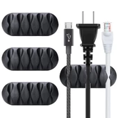 6 Adet 5 Bölmeli  Fiş Kablo Tutucu Düzenleyici Yapışkanlı Kablo Düzenleyici thumbnail 5