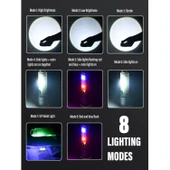 Profesyonel TG LED Güçlü 8 Modlu Type-C 1000 Lümen Polis Çakarlı Şarjlı El Feneri - 3