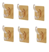 6lı Gold Kanca Askı Güçlü Yapışkanlı Mutfak Banyo Askısı thumbnail 2