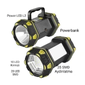 F.B.I F-262 Yeni Güçlü Çift Taraflı Taşınabilir Spot Ve Işıldak USB Powerbank Şarjlı Fener - 1