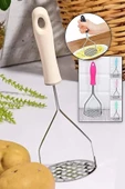 Plastik Saplı Delikli Metal Paslanmaz Patates Muz Yumurta Ezici Püre Yapıcı thumbnail 1