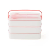 3 Katlı Kulplu Beslenme Kabı  Diyet Sefer Tası Saklama Kabı Çatal Kaşıklı thumbnail 1