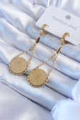 316L Çelik Gold Renk Çyrek Model Kadın Küpe - TJ-BKP8017 - 1