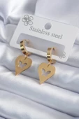 316L Çelik Gold Renk Kalp Model Kelebek İşleme Kadın Küpe - TJ-BKP7984 - 1