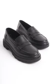 Kadın Hakiki Deri Önü Bant Detaylı Loafer Ayakkabı Kalın Taban Yuvarlak Burun Casual Ayakkabı thumbnail 4