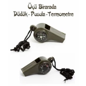Pusulalı Termometreli Düdük - Survival Askılı Düdük - 1