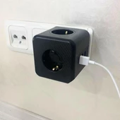 Termal Akım Korumalı Priz Çoklayıcı - 3 USB - 3 Priz Girişli Küp Priz - 5