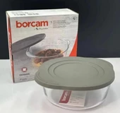 Paşabahçe 59123 Gri Yuvarlak Plastik Kapaklı Borcam Fırın Kabı - 1