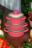 Nishev.com Evini Sev 6 Parça Mini Emaye Tencere Seti 12/14/16 cm – Kırmızı - 2