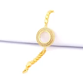 Çeyrekli Çerçeve Bileklik Altın Kaplama Arpa Zincir Taşlı Kelepçe BLK-1043 thumbnail 1