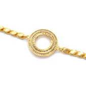 Çeyrekli Çerçeve Bileklik Altın Kaplama Arpa Zincir Taşlı Kelepçe BLK-1043 thumbnail 5