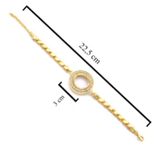 Çeyrekli Çerçeve Bileklik Altın Kaplama Arpa Zincir Taşlı Kelepçe BLK-1043 thumbnail 4