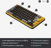 Logitech POP Keys Sarı Siyah Kablosuz Mekanik Klavye - 3