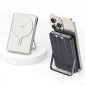 Recci RPB-W27 Samsung Galaxy Serisi Dijital LED Göstergeli Kablosuz Şarj Özellikli Type-C ve Lightning Kablolu Powerbank 20W 10.000mAh - 10