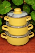 Nishev.com Evini Sev 6 Parça Mini Emaye Tencere Seti 12/14/16 cm – Sarı - 1